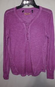 Buffalo M Purple Lace Up Long Sleeve T-shirt Top